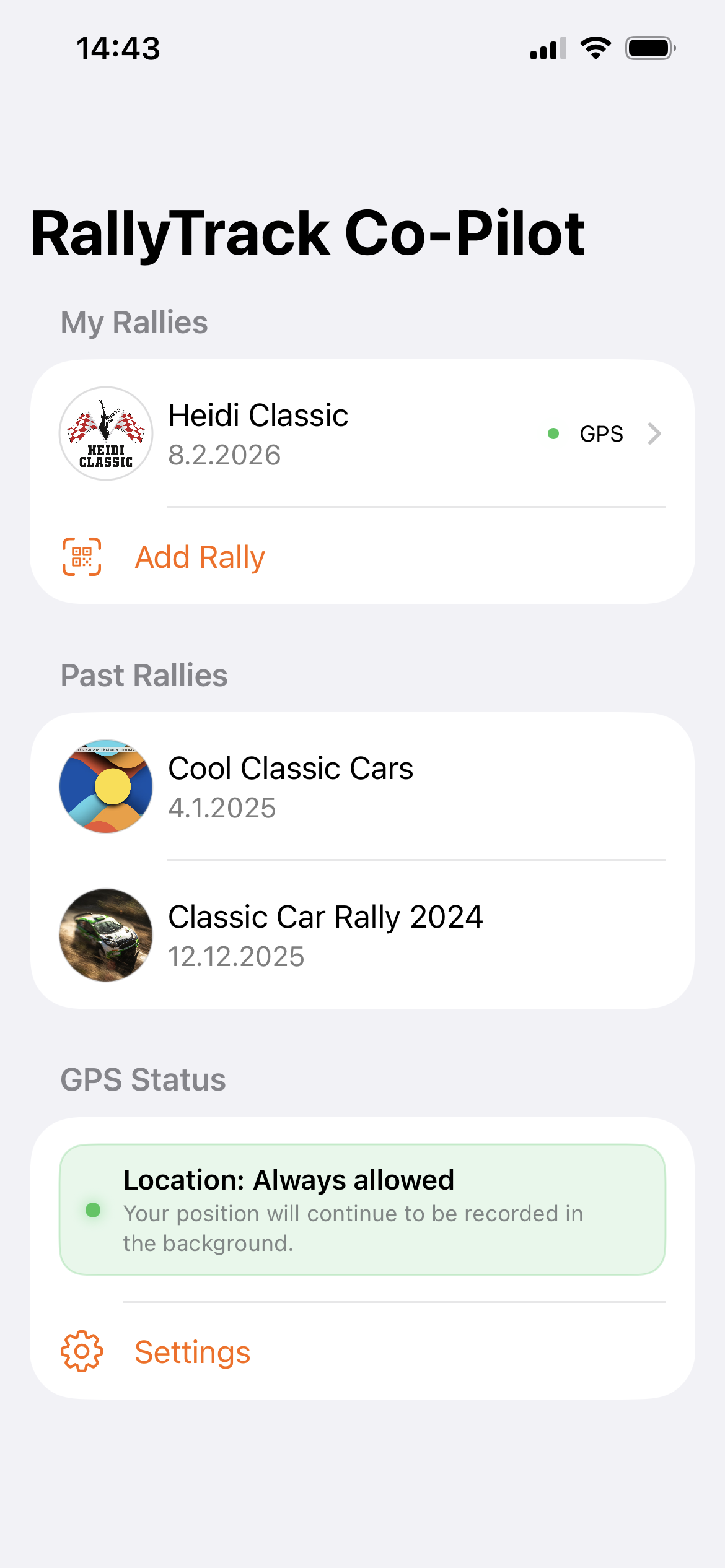 RallyTrack Dashboard